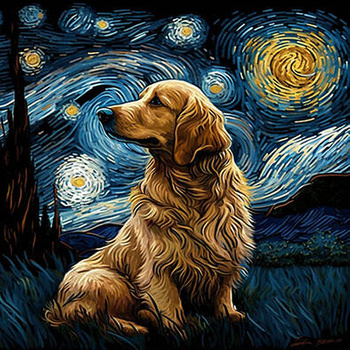 Panel pies golden retriever i gwiażdzista noc wd102