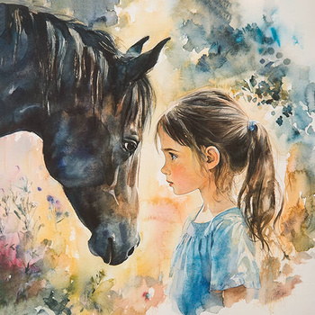 Panel koń i dziewczynka