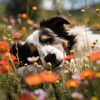 Panel pies Border collie śpiący na łące wd127