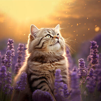 Panel kot na polu lawendy wk220