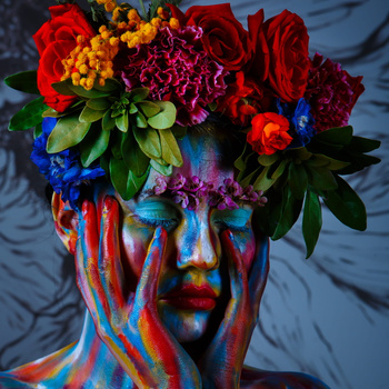 Panel kobieta w kolorach i kwiatach wl18