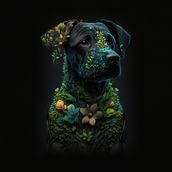 Panel pies i kwiaty wd156