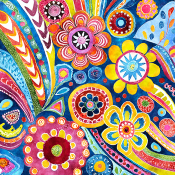 Panel kolorowe kwiaty malowane wr337