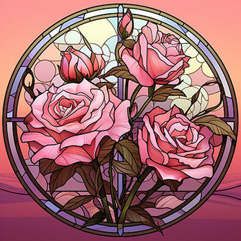 Panel róże witraż