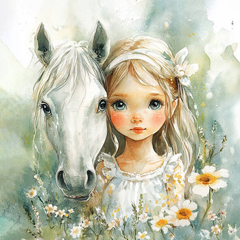 Panel koń i dziewczynka