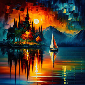 Panel jesienna zatoczka, żaglówka, obraz