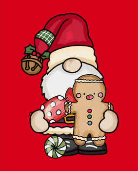 Panel na maskotkę św. Mikołaj z piernikiem i cukierkiem czerwone tło