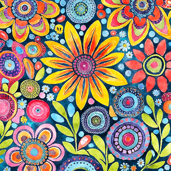 Panel kolorowe kwiaty malowane wr338