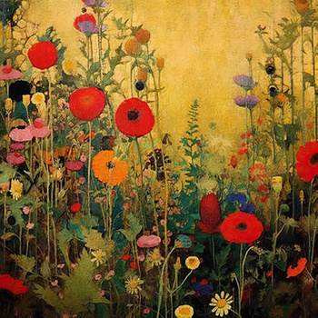 Panel kwiaty ogród w stylu Klimta wr113