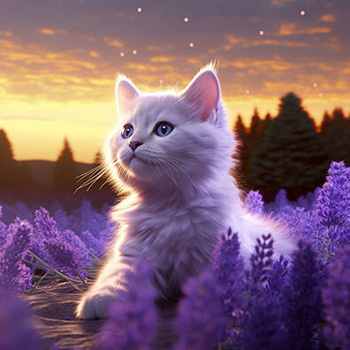 Panel kociak z lawendą wk222