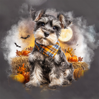 Panel pies Sznaucer miniaturowy z dyniami wd213