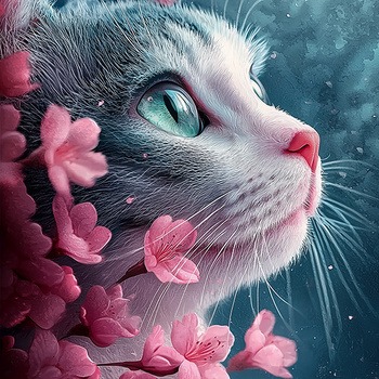 Panel śliczna koteczka w kwiatach wk264