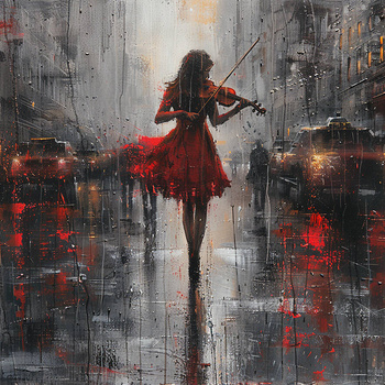 Panel skrzypaczka w deszczu wl128