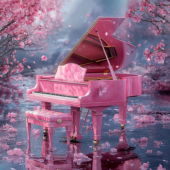 Panel kolory muzyki, różowy fortepian wmz25
