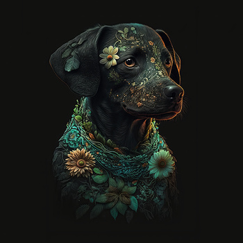 Panel pies i kwiaty wd157