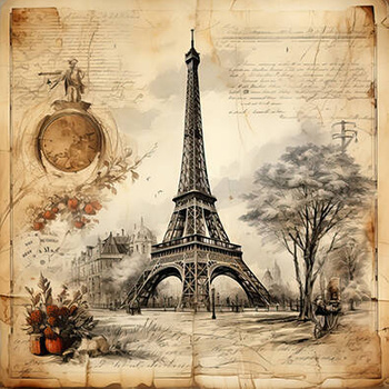 Panel Paryż vintage wieża Eiffel wtr3