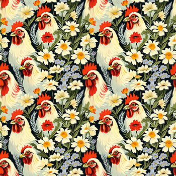 Panel kury w kwiatach wlk73