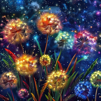 Panel kwiaty kolorowe dmuchawce wr268