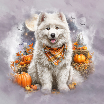 Panel pies Samoyed z dyniami wd203
