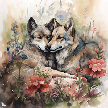 Panel wilki i kwiaty wf21