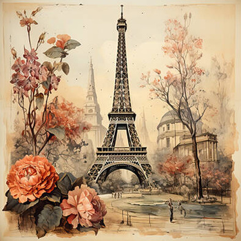 Panel Paryż vintage wieża Eiffel wtr10
