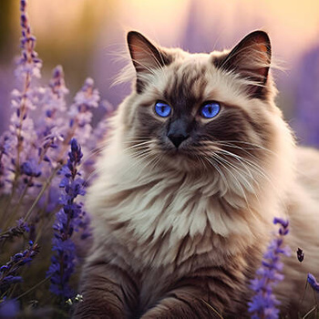 Panel kot Ragdoll wśród lawendy wk197