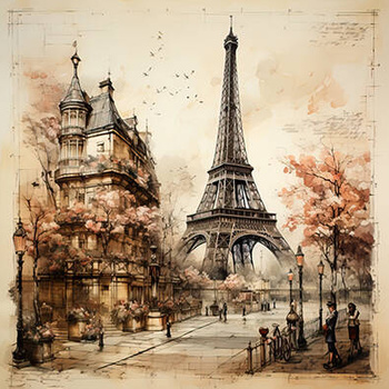 Panel Paryż vintage wieża Eiffel wtr5