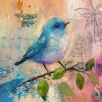 Panel ptaszek na gałązce wb115