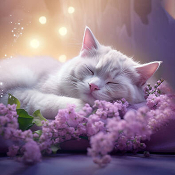 Panel kot śpiący w kwiatach wk212