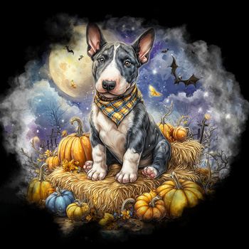 Panel pies Bull terrier z dyniami wd221