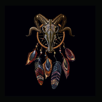 Panel boho czaszka i pióra W112