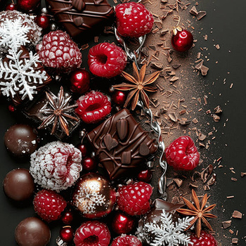 Panel słodkie święta, czekolada, maliny, ozdoby