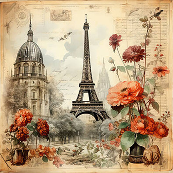 Panel Paryż vintage wieża Eiffel wtr12