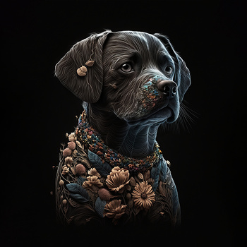 Panel pies i kwiaty wd152