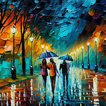 Panel jesienna alejka, spacer w deszczu, obraz