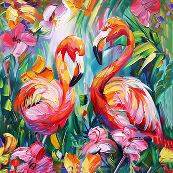 Panel ptaki flamingi obraz olejny wb83