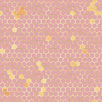 Panel złoty plaster miodu na różowym wo34