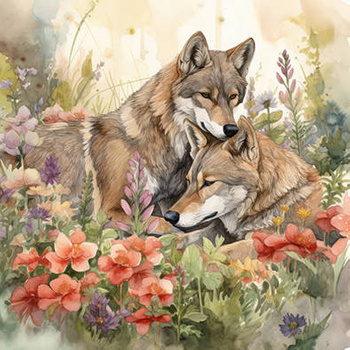 Panel wilki i kwiaty wf24