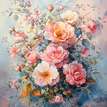 Panel kompozycja kwiatowa róże wr326