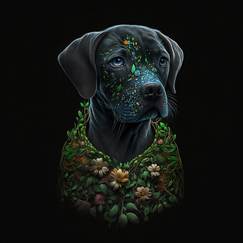 Panel pies i kwiaty wd155