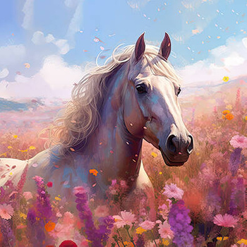 Panel koń na łące wh40 tkanina drukowana