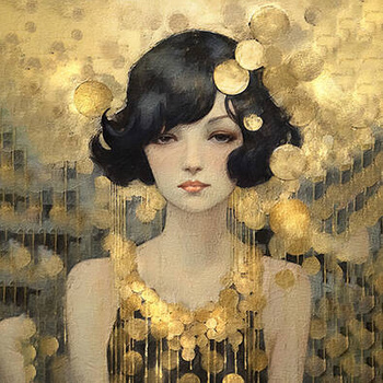 Panel twarz kobiety Złoty Gatsby wl92