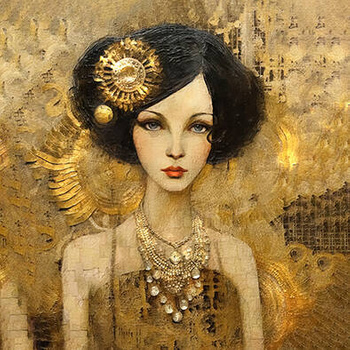 Panel twarz kobiety Złoty Gatsby wl89