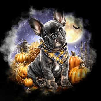 Panel pies Bulldog francuski z dyniami wd234