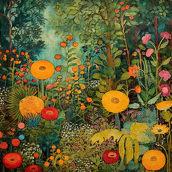 Panel kwiaty ogród w stylu Klimta wr117