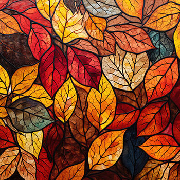 Panel liście, jesień, witraż