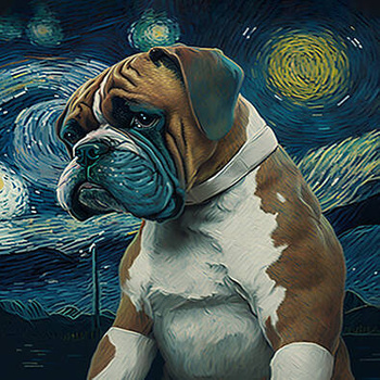 Panel pies boxer i gwiażdzista noc wd103