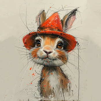 Panel królik w kapeluszu wlk47