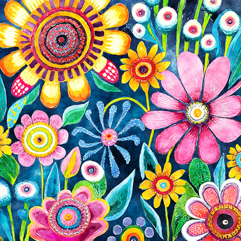 Panel kolorowe kwiaty malowane wr336