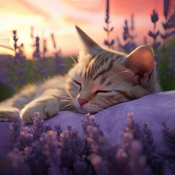 Panel kot śpiący wśród lawendy wk196